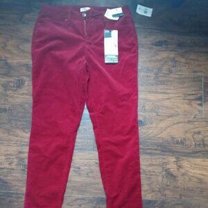 High Waist Burgundy Stretch Courdoroy Pants